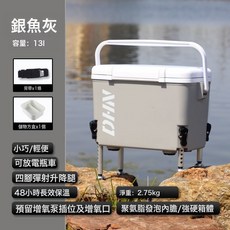 釣箱全套2024新款小型可坐便攜13升超輕便迷你多功能釣魚箱免安裝, 1個, 13L銀魚灰【配揹帶/儲物盒】