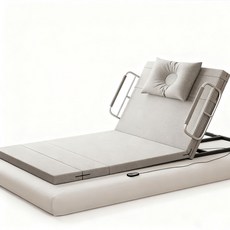 電動起身輔助床器，一鍵升降，高度可調，安全護欄，可拆卸布套，適用各類床型, 淺灰色, 1個