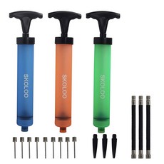 SKOLOO 10인치 휴대용 핸드 에어볼 펌프 인플레이터 키트 바늘 노즐 연장 호스 축구 농구 배구 수구 럭비 운동 스포츠 볼 풍선 수영 인플레이터블