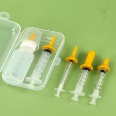 애완동물 신생 유아 급식 투명 주사기 실리콘 젖꼭지 보관 파우치 포함 영양 공급, 1개