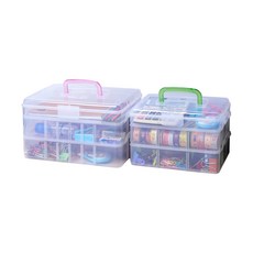 佳斯捷 JUSKU 彩藝家三層收納箱 (大+小 2入組) 3147+3148 醫藥箱 手提分類盒 零件工具箱 台灣製, 透明, 2個