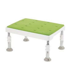 【海夫健康生活館】HEF 日本Richell 可調式不锈鋼浴室防滑椅凳-防霉軟墊寬面型 綠色(R378)