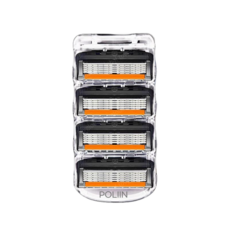 POLIIN 5중날 신형 면도날 (Black+Orange) 질레트 퓨전 프로글라이드 호환, 1개, 4개입