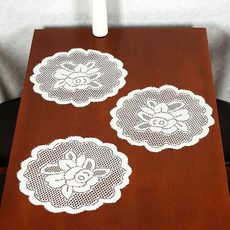 덮개 레이스 플라워 꽃송이 받침 보 5P 식탁 66911EA 1(PC), 색상, 사이즈