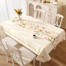 럭셔리 자수 디자인 PVC 방수 방오 식탁보, 140×180cm, 겹겹이 피는 꽃, 1개
