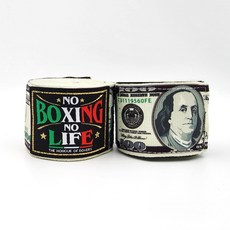 古川小夫 NO BOXING NO LIFE 手綁帶 泰拳 拳擊手綁帶 健身房 綁帶 美金款, 1個, 微彈,4.5米