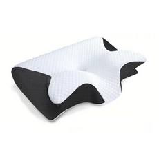 수면 나비 목 베개 리바운드 메모리 폼 경추 마사지 침대, 1. Black, 1개