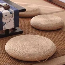 다다미방석 밀짚 패브릭 쿠션 원형 라탄 명상 다도, 1개, 상세페이지 참고