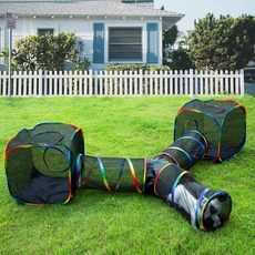 LUC 휴대용 고양이 있는 터널이 실내 고양이를 야외 인클로저 IN 카티오 텐트 위한, Tent + 2 Cube + 2Way Tunnel