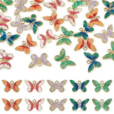 Boutigem 에나멜 나비 참 다채로운 곤충 동물 금속 다양한 날아 다니는 댕글 펜던트 DIY 공예 주얼리 제작용 귀여운 걸이 장식품 에나멜 보석 없음 159463, Boutigem 에나멜 나비 참 다채로운 곤충 동물 금