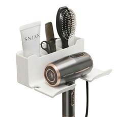 바이탈씨드 무타공 수납형 헤어드라이기 거치대, 화이트, 1개