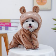 곰돌이 애견담요 목욕담요 애견 망토, 1개, 브라운