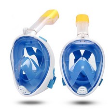 兒童全乾式潛水面罩 鼻子呼吸, 藍色,S-M