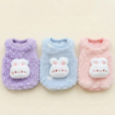 뽀글이 새끼 강아지옷 2XS 겨울 조끼 아기 고양이 옷, 02.블루 왕토끼, 1개