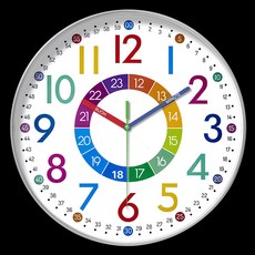 5918757 Nbdeal 지능 교육 초침 연속 문자판 저소음 지름, 디지털 ET102 실버 프레임, 12인치(지름 30.5cm)