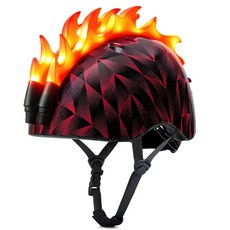 LED 조명이 있는 키즈용 자전거 헬멧 만 3-8세 남아용 아동용 조절 가능한 헬멧 스케이트보드 스쿠터용 키즈 레드 그래피티106997, 블랙 레드