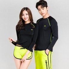이라인 리미티드 그린스티치 래쉬가드 커플 수영복 상의 단품