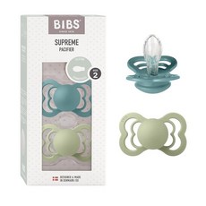 BIBS Supreme Baby 젖꼭지 2팩 | 덴마크산 | BPA 프리 더미 수더 대칭 젖꼭지. 실리콘 사이즈 1 (0-6개월) 헤이즈/블로썸, Size 2 | 6-18 Month, 아일랜드 씨/세이지