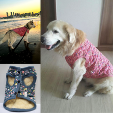 애견 누빔 조끼 꽃무늬 촌캉스 할매 김장조끼 대형견 강아지옷 3XL-6XL, 1개, 핑크