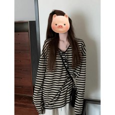 Yellwel 긴팔 줄무늬 티셔츠 여성 여름 얇은 소매 상의 DJP