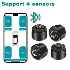 호환 JMCQ 차량 타이어 압력 알람 모니터 시스템 TPMS 차량 바이크 오토바이 무선 블루투스 센서 IPX7 방수, 03 with 4 sensors, 01 CHINA