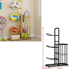 볼정리대 축구공 보관 진열 보관대 볼캐리어 수납 정리함 가정용 3단 골드 금색