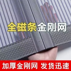 金剛魔術磁條防蚊門簾 夏季家用 免打孔高檔磁性磁鐵紗門 自吸紗窗防蚊蟲, 咖啡200克紗+2根380克磁條+配件1,魔術貼鉚釘+收納綁帶1
