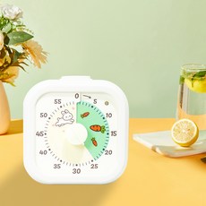 DFMEI 倒計時器兒童學習時間旋轉自律神器用鬧鐘初中小學生可視化定時器, 兔子吃蘿蔔【白色方形】:如圖