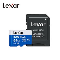 렉사 블루 플러스 마이크로 SD 메모리카드 microSDHC UHS-I Card 64GB SD어댑터 포함, 1개