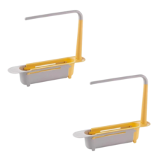 솔브리빙 길이조절 수세미 행주 싱크대 바스켓, 옐로우, 2개