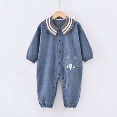 DFMEI 連體罩衣寶寶春秋冬純棉燈芯絨嬰兒反穿防髒爬爬服兒童外出護衣