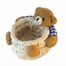 에이오알비 곰돌이 라탄 수납바구니, 1개