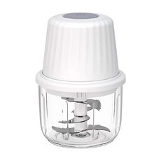 新款電動蒜泥機 300ml 玻璃杯款 六葉不鏽鋼刀頭 Type-C充電, 白色, 1個