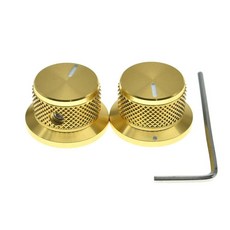 KAISH 2pcs 알루미늄 포텐티오미터 노브 1/4" 유니버설 탑햇 기타 /베이스 /AMPS /프리앰프 블랙 및 인디케이터용 나사 세트 포함 벨 컨트롤