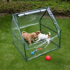 길고양이 텐트 방풍 비닐 숨숨집 비닐하우스 고양이집, 1개, 뾰족한 지붕 1칸 투명 90 x 90x92cm