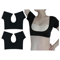 2매 세트 땀 얼룩 대책! 겨드랑이 땀 땀 흡수 인너 여성용 땀 얼룩 땀 염색 방지 인너 겨드랑이 땀 땀 흡수 패드 포함 땀 흡수 패드가 달린 반소매 이너 땀 흡수 패드