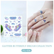 亮粉紋身貼紙 蝴蝶 小公主 情人節系列 閃粉 亮片 兒童 派對 防水 刺青貼 T58C, 1個, FG-036