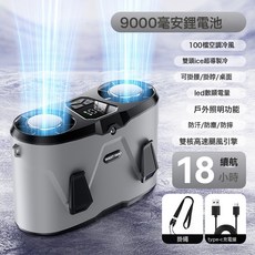 掛腰風扇 雙頭製冷便攜式戶外降溫風扇, 1個, N65灰色