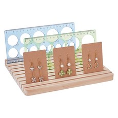 1세트 15슬롯 자 홀더 문구 수납 수제 단단한 나무 눈금자 정리함 25x20x1.7cm