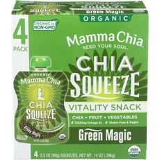 맘마 치아 유기농 활력 스퀴즈 스낵 그린 매직 USDA Mamma Chia Organic Vitality Squeeze Snack Green Magic USDA Organ, 99g, 1개