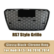 XVIP 컴펙트 매치 유광 블랙 RS7 스타일 범퍼 그릴 콰트로 포함 아우디 A7 S7 4G 2010 2014 크롬 그레이 S7