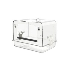 앵무새 목욕통 투명 샤워 모이통 조류 용품 걸이식 표준형 완전 투명, 표준형 그레이