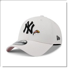 New Era 紐約洋基隊 NY Logo 棒球帽 可調節 Pizza 刺繡, 米白, 1個