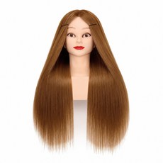 지비킹 미용 가발 연습용 인모 통가발 90%인모 20인치 50cm, 1개, 브라운