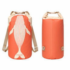 20L雙肩防水袋 加大容量 自由潛浮潛潛水游泳朔溪背包 漂流包 登山防水袋 泳具包 水桶包 沙灘海灘包, 大翅鲸橘 20L