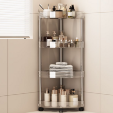 또또몰 무타공 욕실 다용도 이동식 코너 4단선반, 4단