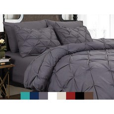 Elegant Comfort 2 Piece Pinch-Pleated Button Closure Wrinkle-Resistant Ultra-Soft Microfiber Duve, 키티 그레이
