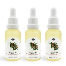 [에코디언트] 100% 퓨어 유기농 아르간오일, 3개, 30ml