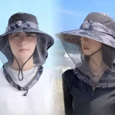 벌레 방지 모자 벌초용 방충 양봉 해충 방지 모자 낚시 아웃도어 사파리 자외선 가벼운 고무줄 가리개