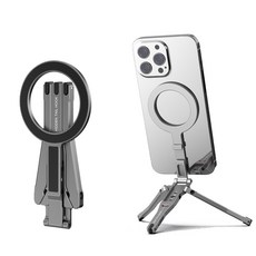 Flymile 강력한 자력 MagSafe 호환 알루미늄 삼각대 휴대폰 거치대 - 아이폰 12/13/14/15 시리즈 및 안드로이드 폰용 접이식 초경량 1/4 나사 구멍 장착, 색상, 1개